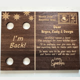 "I'M BACK"  Elf on Shelf Wooden Postcard Ornament