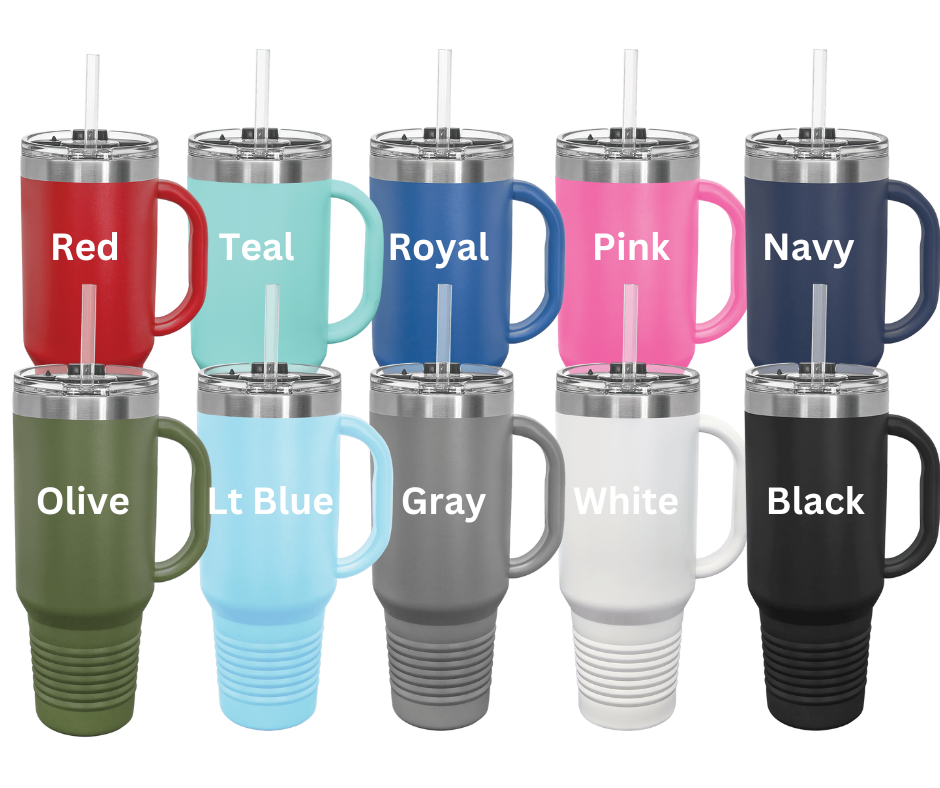 40 oz Tumbler with Handle (10 color options)
