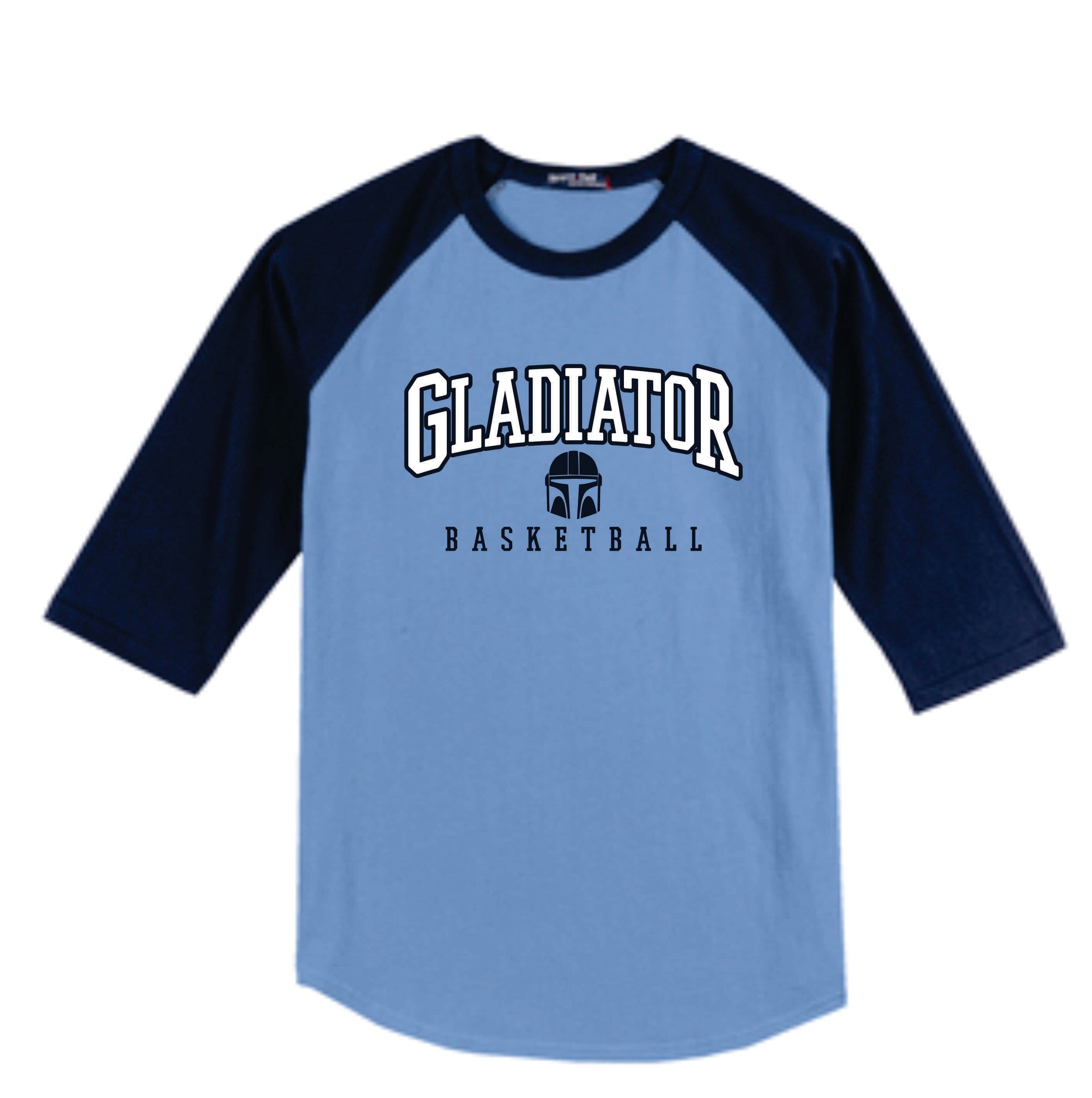 D - Carolina Body/Navy Sleeve 3/4 Baseball Tee - Gladiator 2023