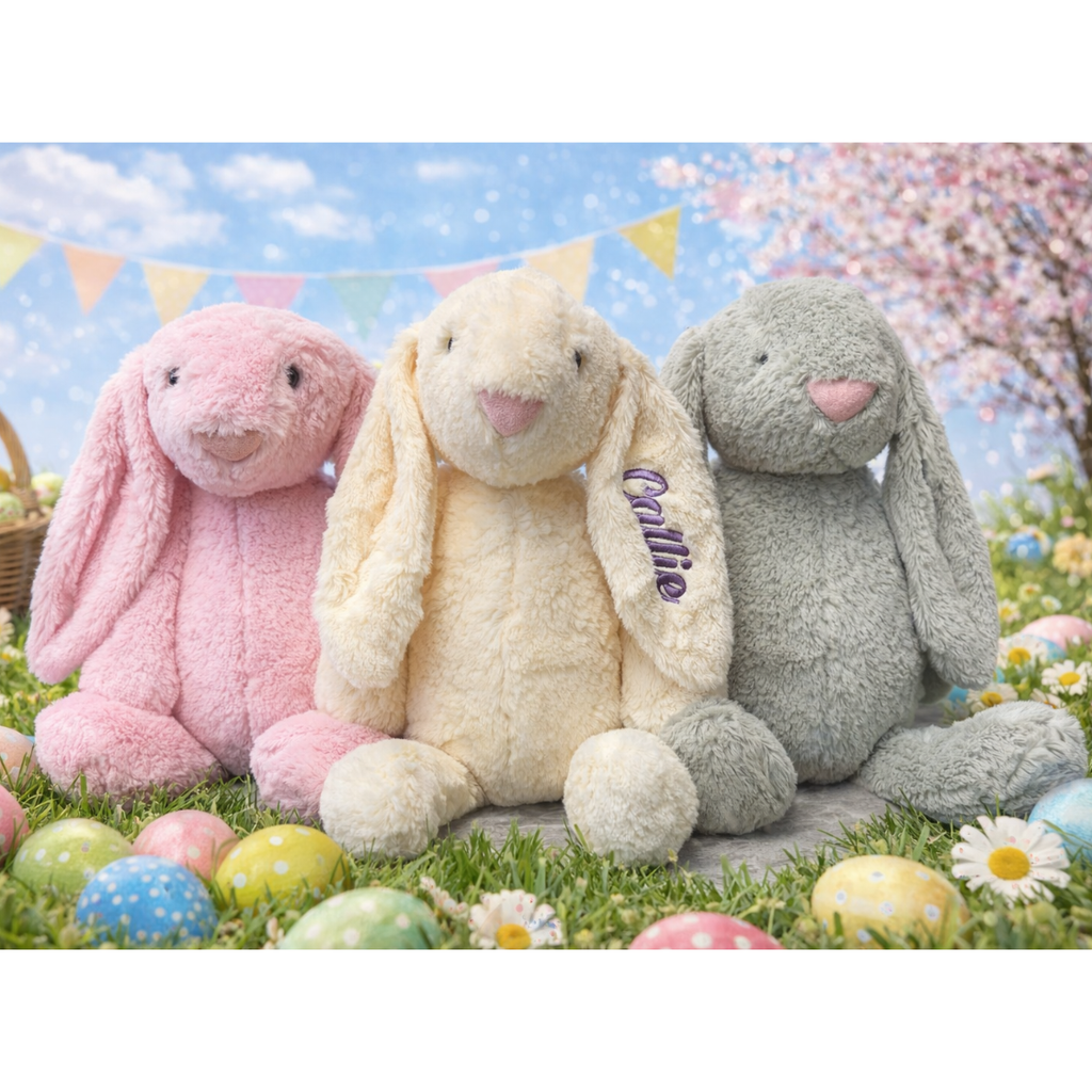 16 inch Customized Soft Cuddle Bunny (3 color options) (FREE SHIPPING)