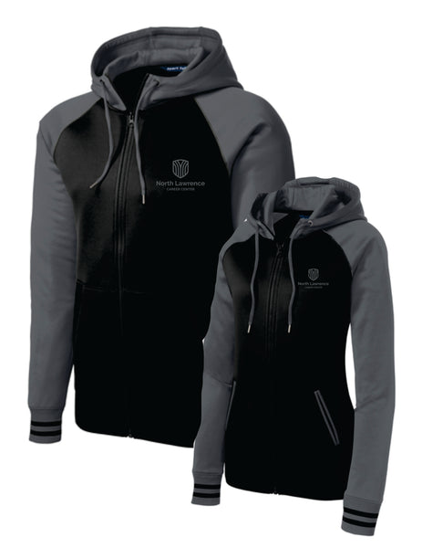 6 - Black/Gray Full Zip Hooded Sweatshirt (Ladies & Unisex) - NLCC